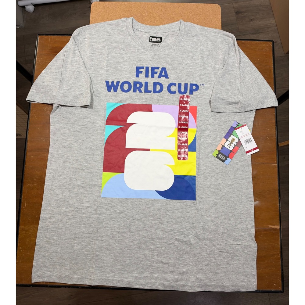 NWT FIFA World Cup 26 T-Shirt Mens XL Grey 2026 Host Cities Graphic Tee